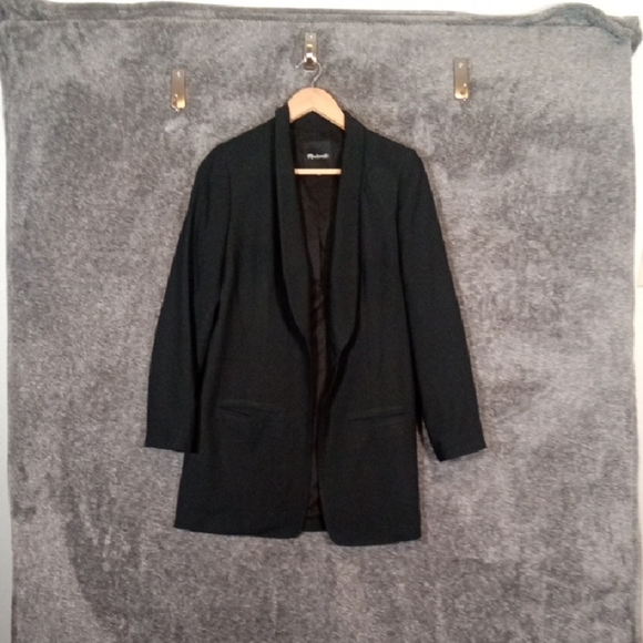 Madewell Trevi Drapey Blazer One Button True Black Womens Size 4 - Picture 3 of 13